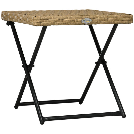 Outsunny Garden Table Folding saving in Rattan Synthetic and Steel, 40x40x40cm, Wicker color - Borgè