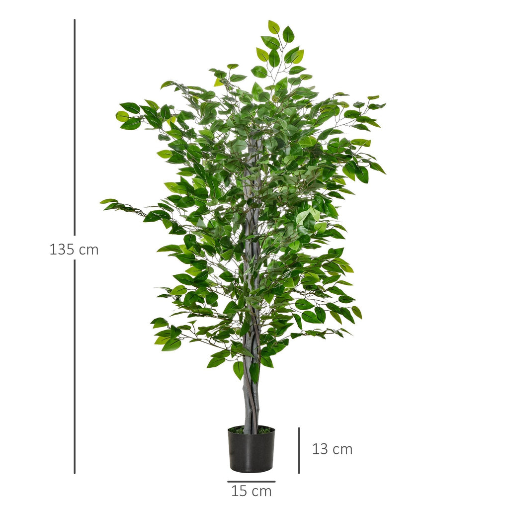 Ficus Artificial plant 135cm tall with internal and outdoor vase - green - Borgè