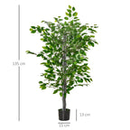 Ficus Artificial plant 135cm tall with internal and outdoor vase - green - Borgè