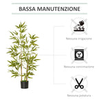 artificial bamboo plant 120cm high with interior and outdoor vase - green - Borgè