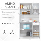 Homcom - Wardrobe with wooden kitchen wall units 101 x 39 x 180cm white - Borgè