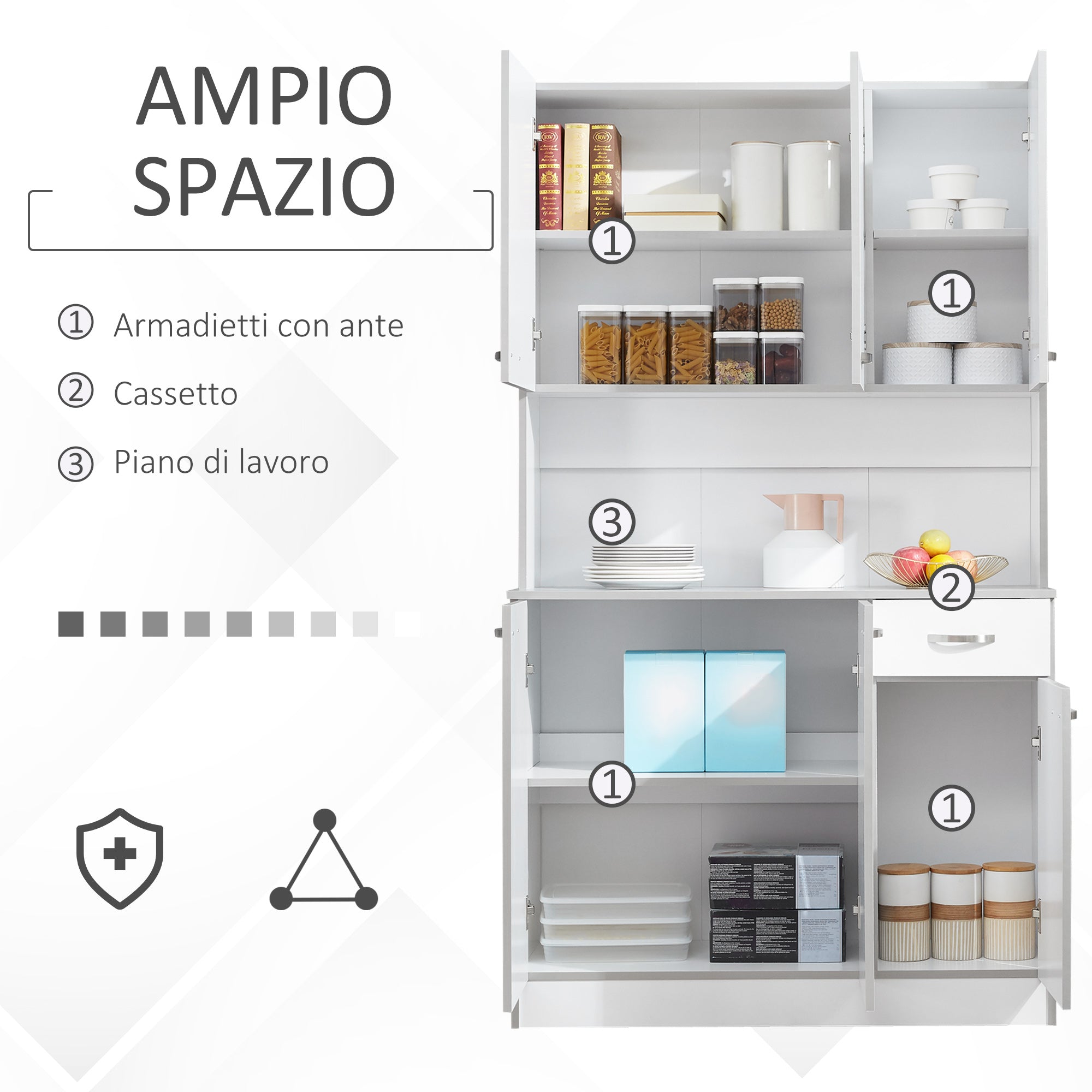 Homcom - Wardrobe with wooden kitchen wall units 101 x 39 x 180cm white - Borgè