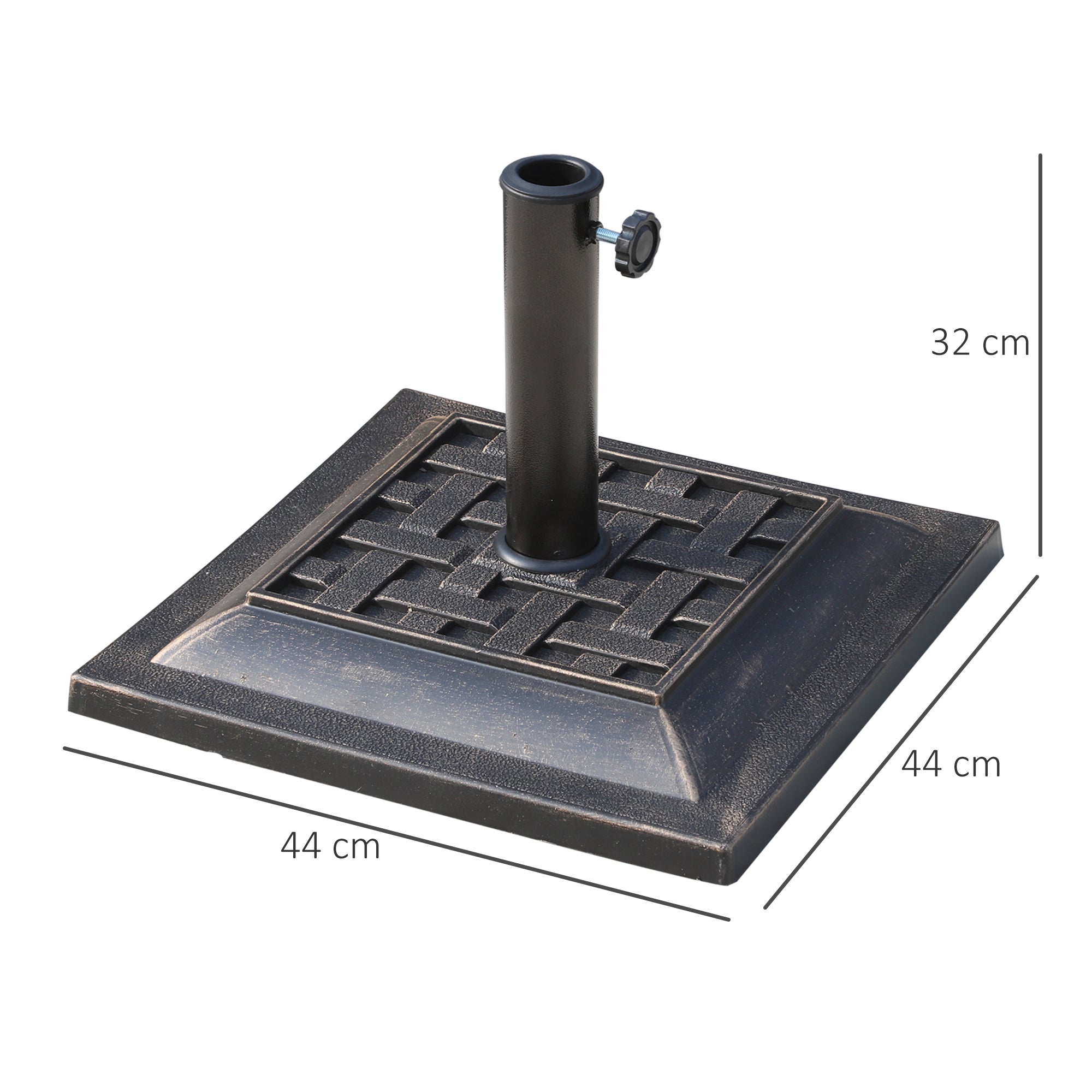 Vintage Style Resin and Steel Garden Umbrella Base, 44x44x32cm, Black and Bronze - Borge' Group Limited