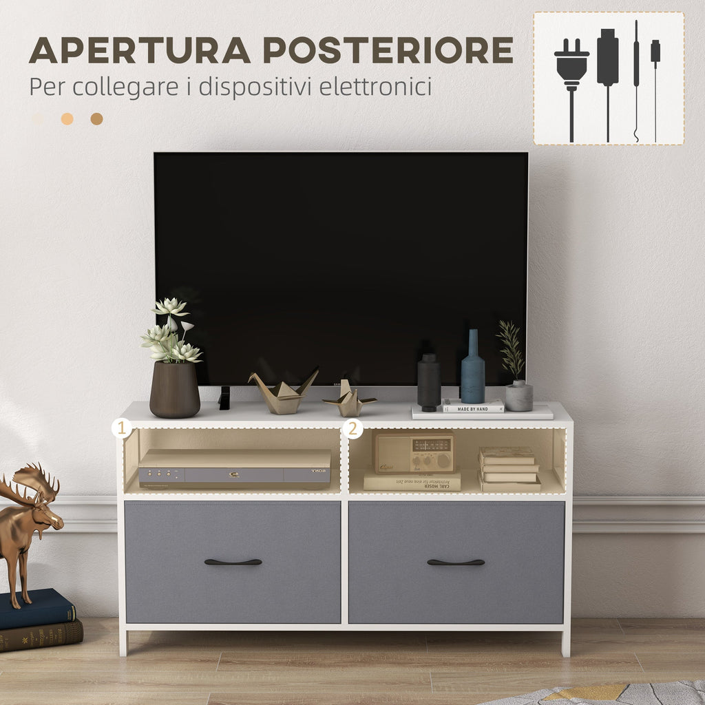 Homcom Mobile TV 45 "Max in MDF and non -woven fabric with 2 drawers and 2 shelves, 100x30x53 cm, white and gray - Borgè