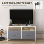 Homcom Mobile TV 45 "Max in MDF and non -woven fabric with 2 drawers and 2 shelves, 100x30x53 cm, white and gray - Borgè