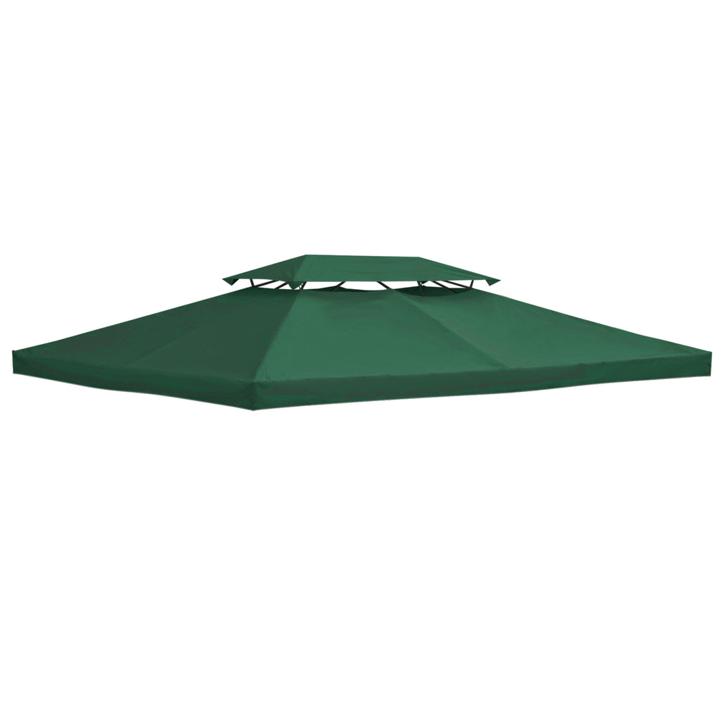 Outsunny coverage for gazebo 4x3 m at 2 levels in polyester with straps and 10 drainage holes, green - Borgè
