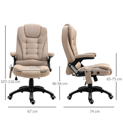 Vecture of office and house massage armchair with 6 massage points and heating function and height adjustable, beige - Borgè