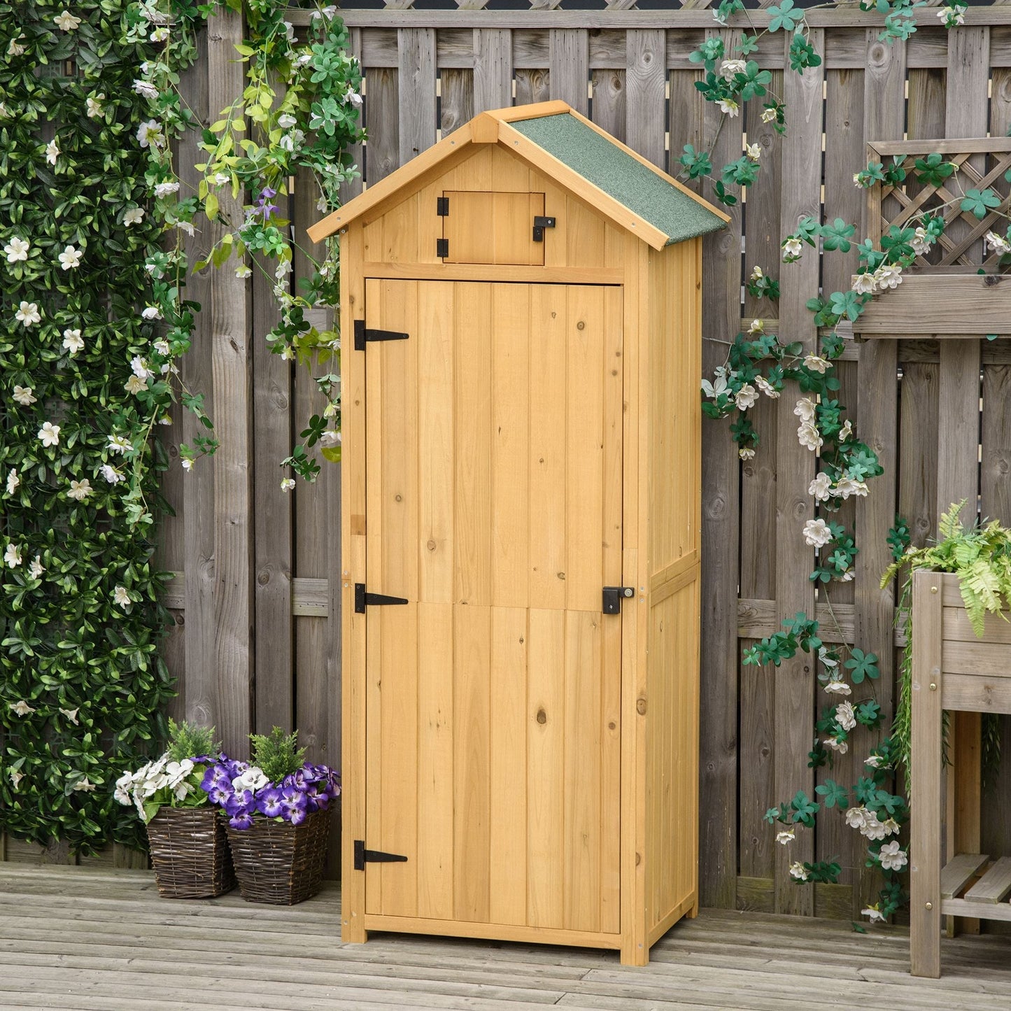 Outsunny garden shed holder in waterproof wooden tools, 77x54.2x179cm - yellow - Borgè