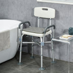 Homcom ADVANTABLE HEIGHT SHOWER SHOW WITH ARMS AND REMOVABLE CUSCIN 53.5X52X80-90 cm, White - Borgè