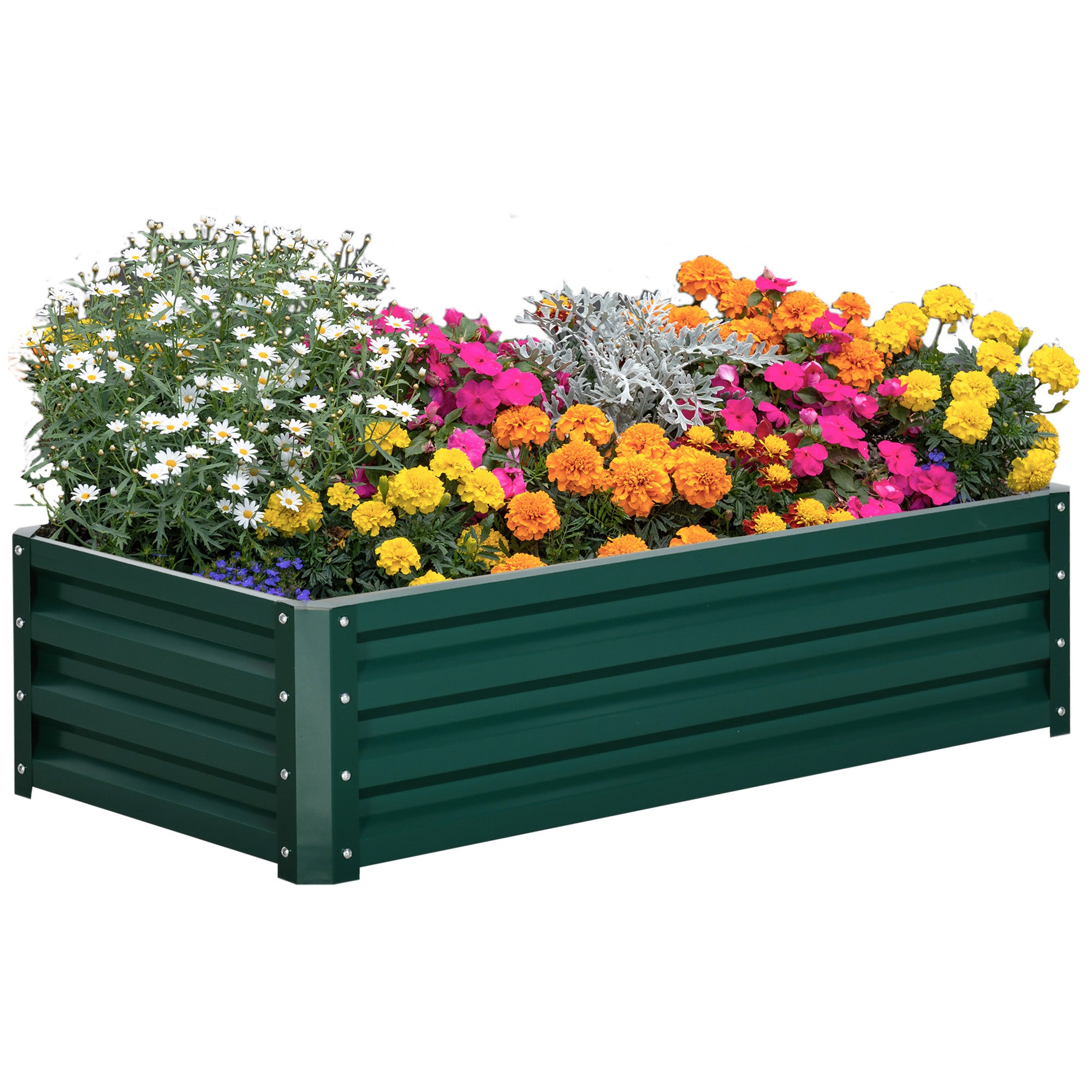 Outsunny For Open Raised Raised Garden Bed with coating, in galvanized steel, 120x60x30.5 cm, green - Borgè