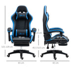 Gaming chair with adjustable height and reclining height, 65x65x121-129 cm, blue and black - Borgè