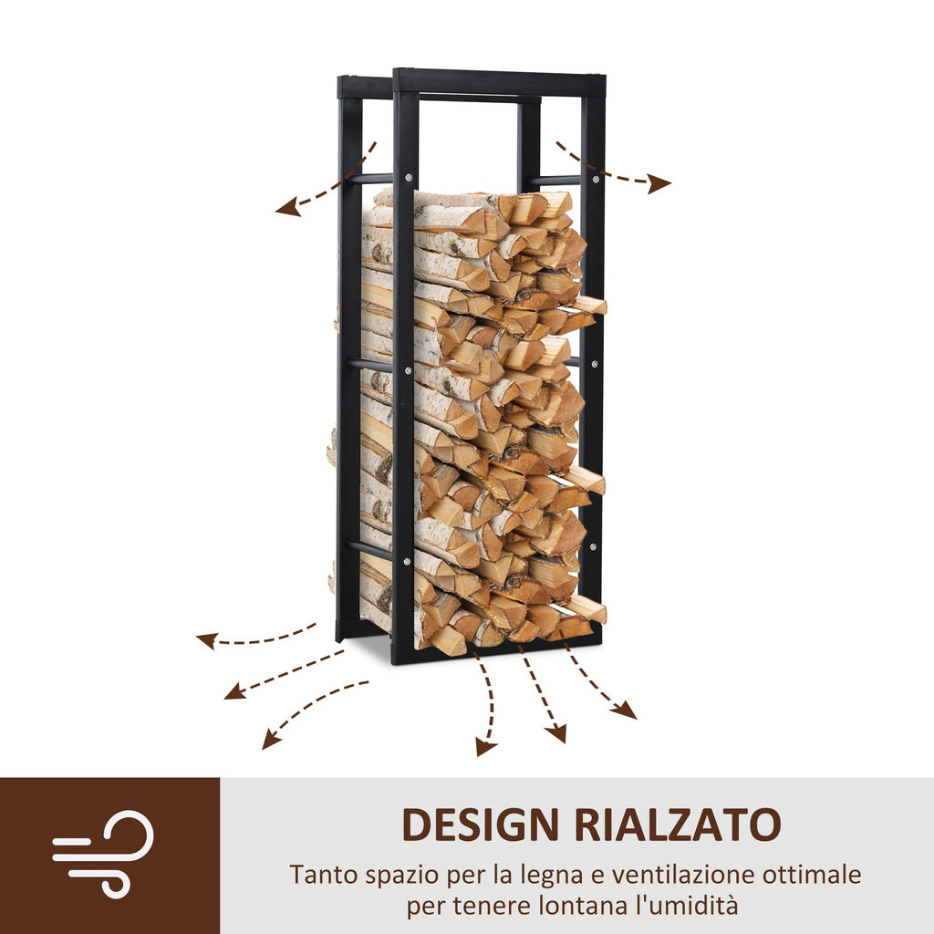 shelf wood for interior and black outside, 40x25x100cm - Borgè