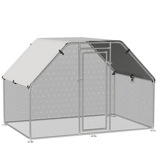 PAWHUT Silver Chicken Coop for Chickens with Oxford Covers, 280x193.5x195cm - Borgè