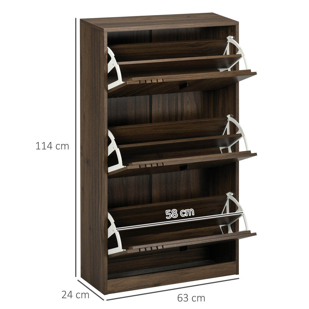 Homcom Mobile 3 -level shoe rack with adjustable shelves for 18 Paia Max, in Truciolato, 63x24x114 cm - Borgè