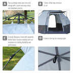 Outsunny camping curtain 4 seats with automatic opening and accessories, in steel and Oxford fabric, gray and black - Borgè