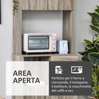 Modern Belief For Kitchen or Dining Room, Buffet Mobile With Wooden Cabinets And Drawers, Grey, 71x41x178cm - Borgè