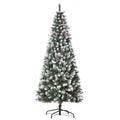 artificial snowy Christmas tree with white pine cones removable folding 180cm - green - Borgè