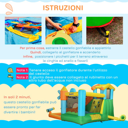 Outsunny inflatable game for children 3-8 years with a farm theme with bag, 11 stakes and patches included, 350x275x220 cm - Borgè