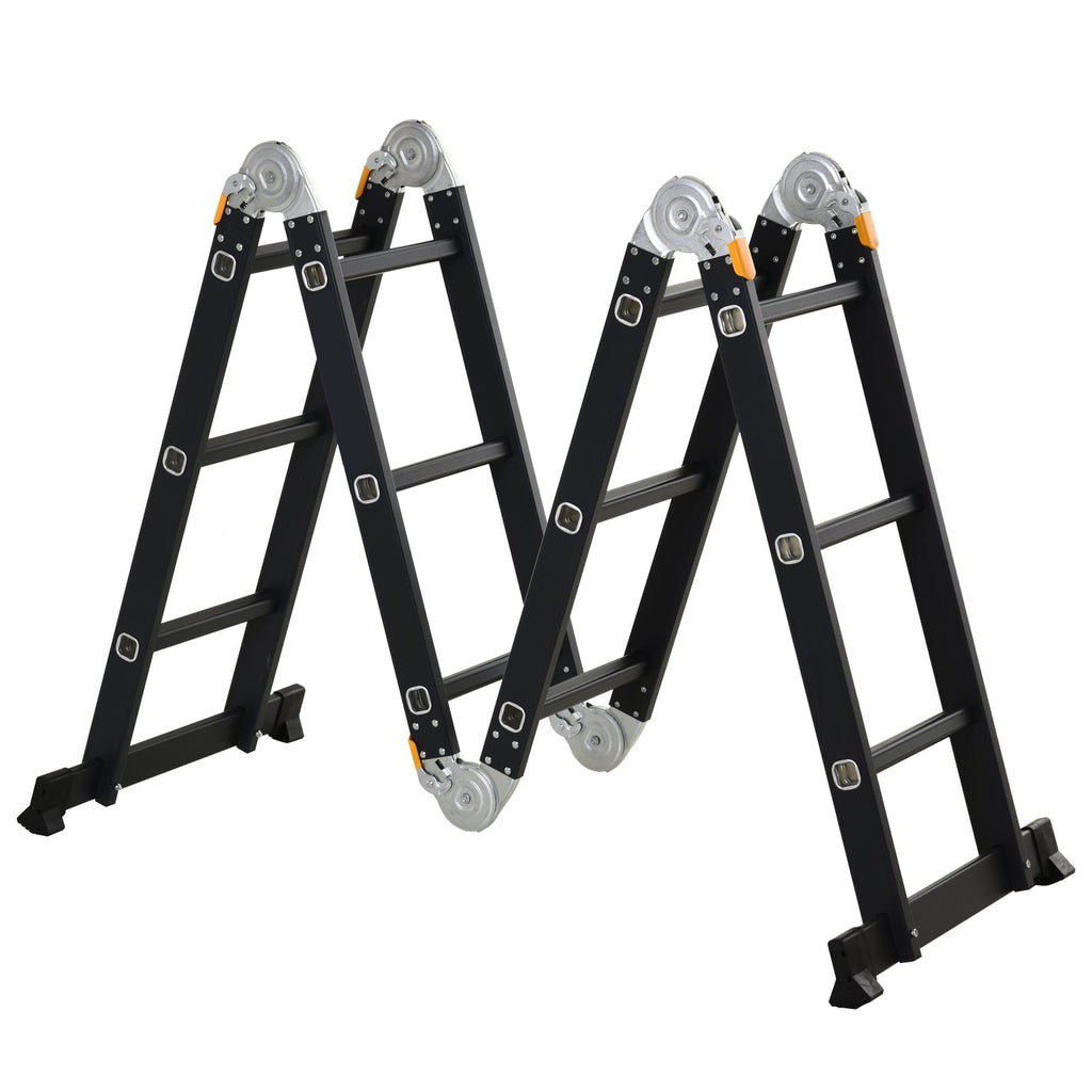 Durhand Aluminum scale 5 in 1 black for interiors and exteriors, maximum load 150kg, 370x61x11 cm - Borgè
