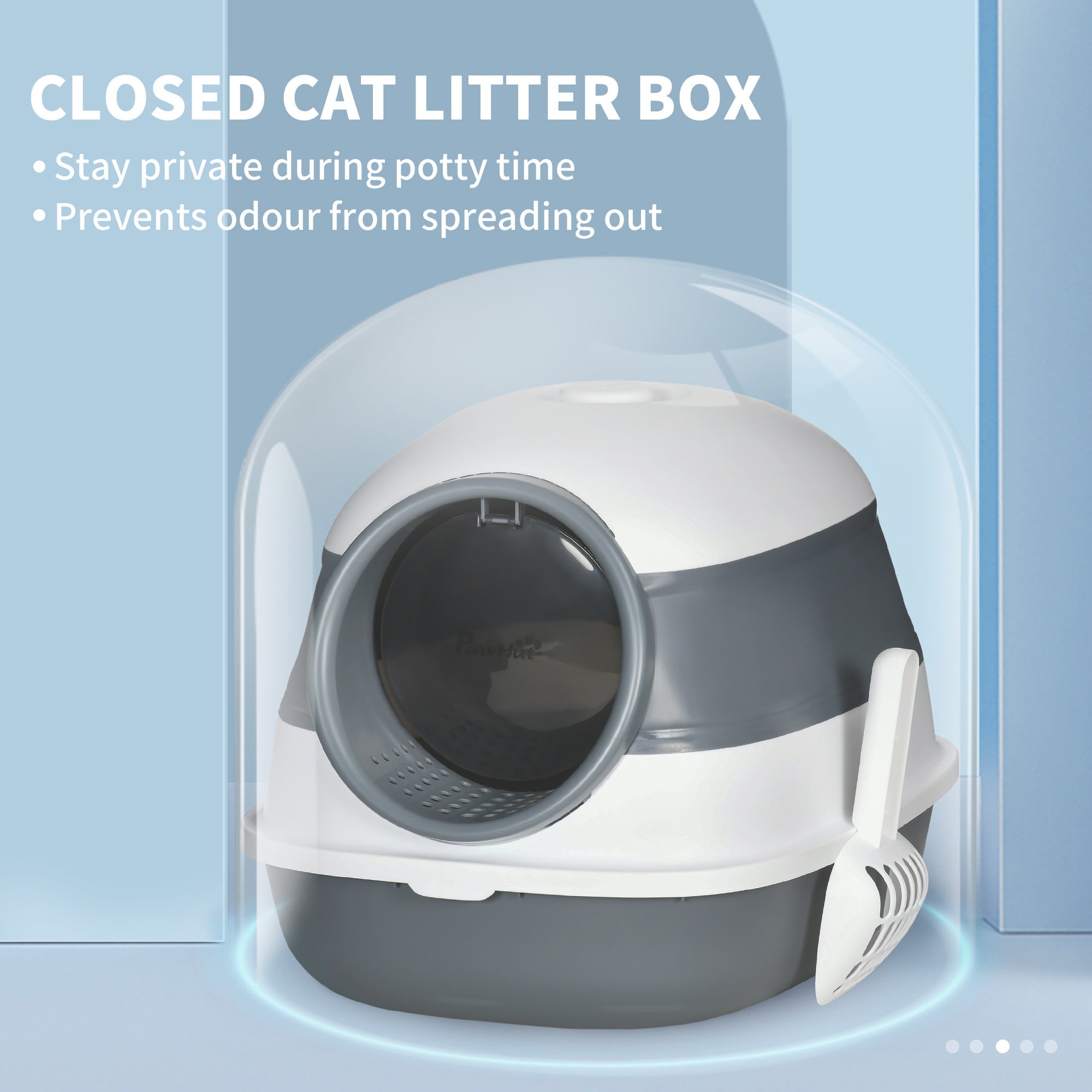 Cat Litter Box with Scoop and Deodorizer, Foldable Design with Handle, 52x41x38 cm - Borge' Group Limited