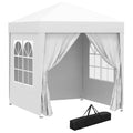2x2m Pop Up Folding Gazebo with 4 Removable Walls in Polyester and Steel, White - Borge' Group Limited