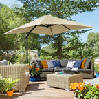2.5x2.5m Cream Garden Umbrella with 5-Level Adjustable Angle and 360° - Borge' Group Limited