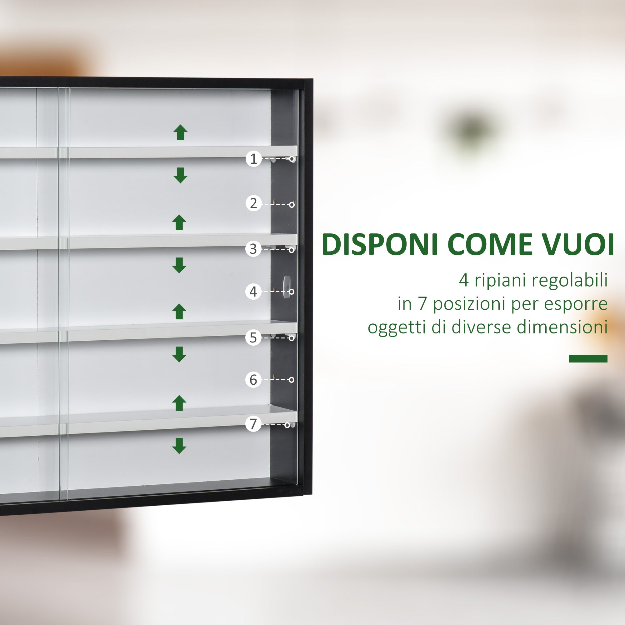 Display Wall Unit with adjustable shelves - Black White - Borgè