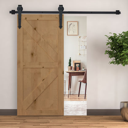 Homcom Kit for sliding door in rustic style with 200cm track and wheels, black - Borgè