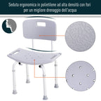 Aluminum shower chair and plastic adjustable height 8 levels - Borgè