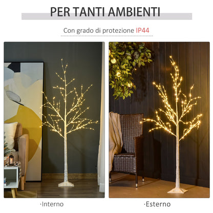 White Christmas tree with LED lights, square base and power cable, steel | 20x20x150 - Borgè