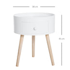 Modern Living Room Table with wooden, white, ф38x45cm drawer - Borgè