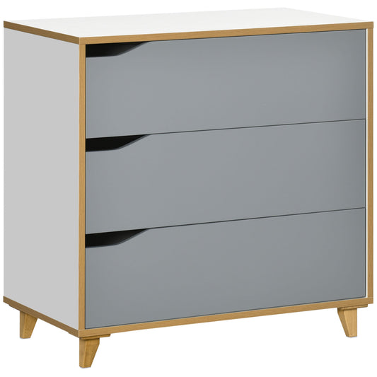 chest of drawers 3 drawers in chipboard and MDF for bedroom and living room, 75x42x75 cm, Grey white and brown