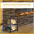 Outsunny Portalgna Set Set for the black steel fireplace 40 x 30 x 74.5cm - Borgè