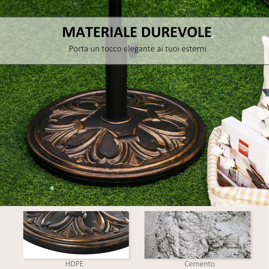 Round Umbrella Base Ø48x34 cm in 13kg Plastic for Ø35/38/48 mm Poles, Bronze - Borge' Group Limited