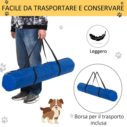 PAWHUT SET OF 4 OBSTACLES AGILITY DOG FOR DOG TRAINING AT ADVANTABLE HEIGHT WITH TRANSPORT BAG included, 99x65x94cm, Blue - Borgè