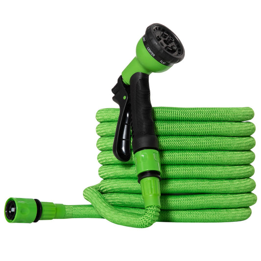 Outsunny 15m extendable garden tube with 8 -functions spray pistol, green - Borgè