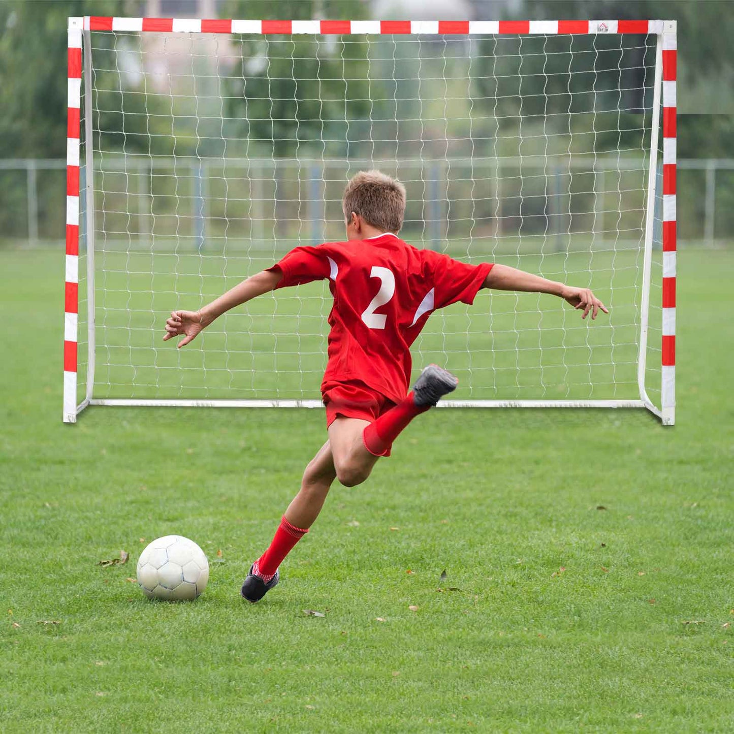 Football and soccer door in PE plastic for adults and children, 302x83x201Cm white - Borgè