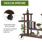4-Tier Flower Rack, Indoor and Outdoor Wooden Planter with 4 Wheels, 123.5 x 33 x 80cm - Borge' Group Limited
