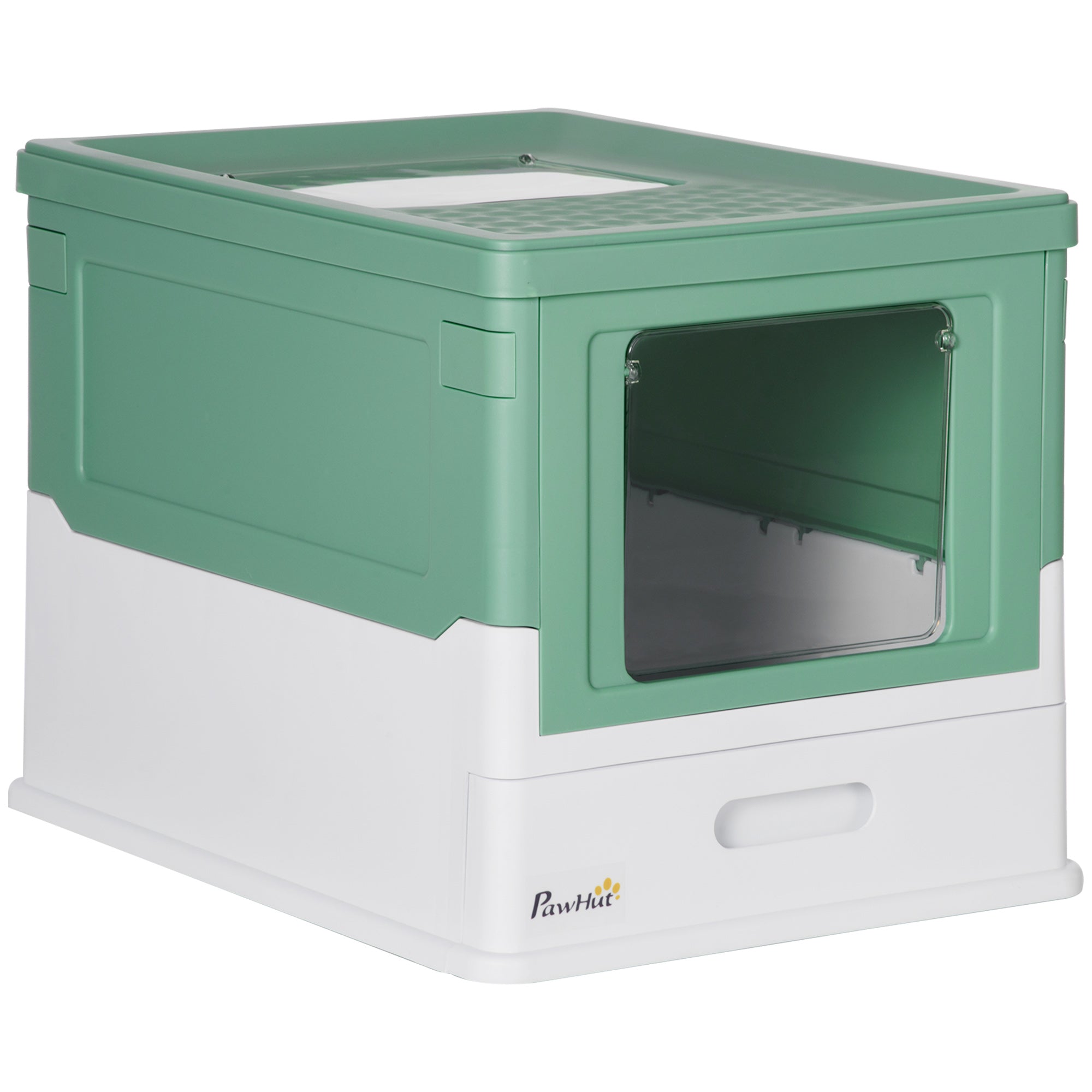 Enclosed Cat Litter Box with Scoop, Removable Tray and 2 Doors, 47.5x35. 5x36.7cm, Green - Borge' Group Limited