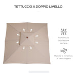 3x3m Garden Umbrella with 8 Bamboo Ribs and 2-Tier Parasol Cover, Cream - Borge' Group Limited
