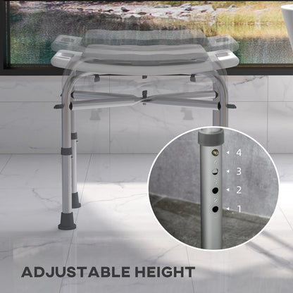 Homcom aluminum shower stool with adjustable height, pillow and non -slip feet, white - Borgè