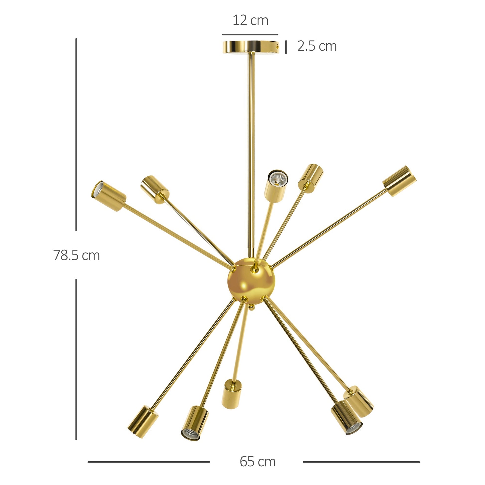 Gold Suspension Ceiling lamp with 10 lights - Borgè