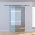 Internal sliding door in chopped and satin glass with B3 binary aluminum for bathroom Kitchen Studio Glass 205x 90x 0.8cm - Borgè