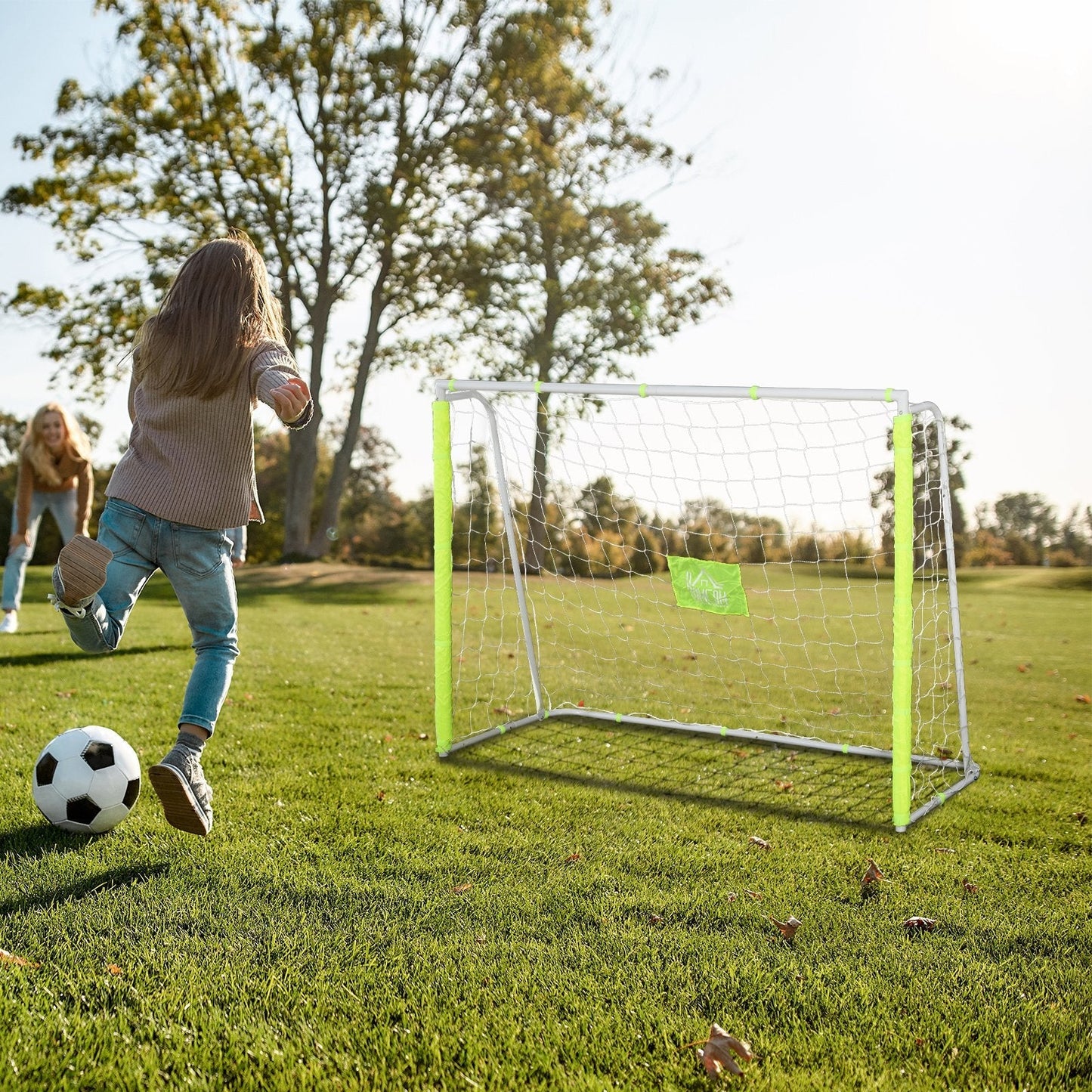 football door for adults and children net with central target and poles in yellow fabric 186x62x123cm - Borgè