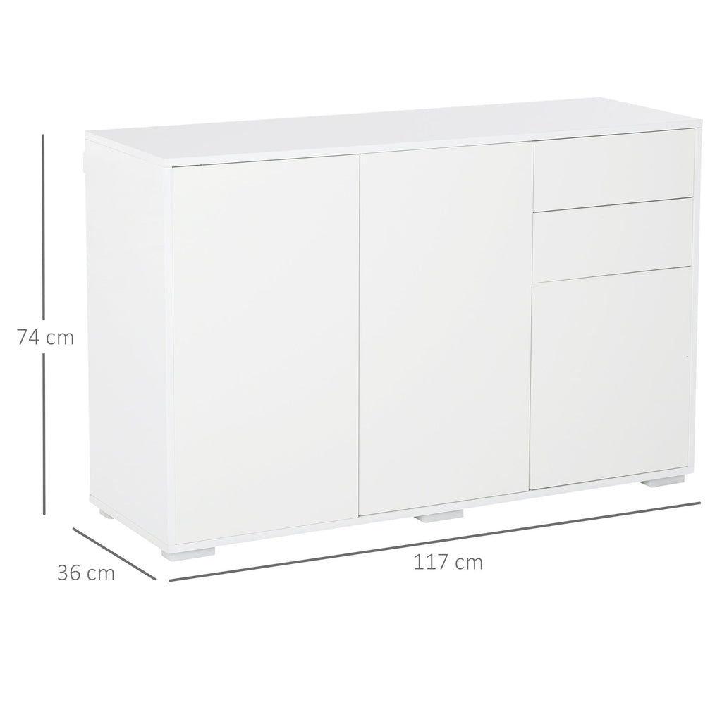 Multiuse cabinet 2 drawers and 2 pressure cabinets, white, white - Borgè