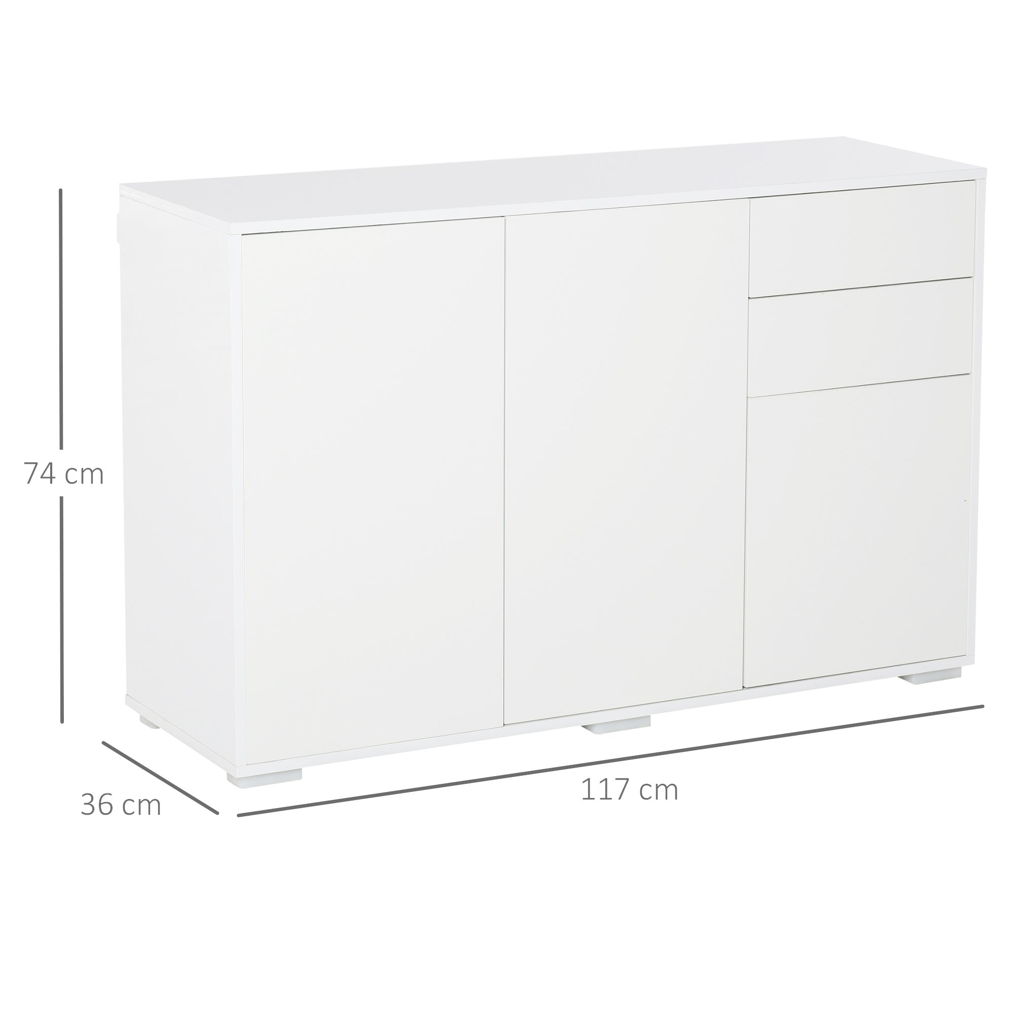 Multiuse cabinet 2 drawers and 2 pressure cabinets, white, white - Borgè