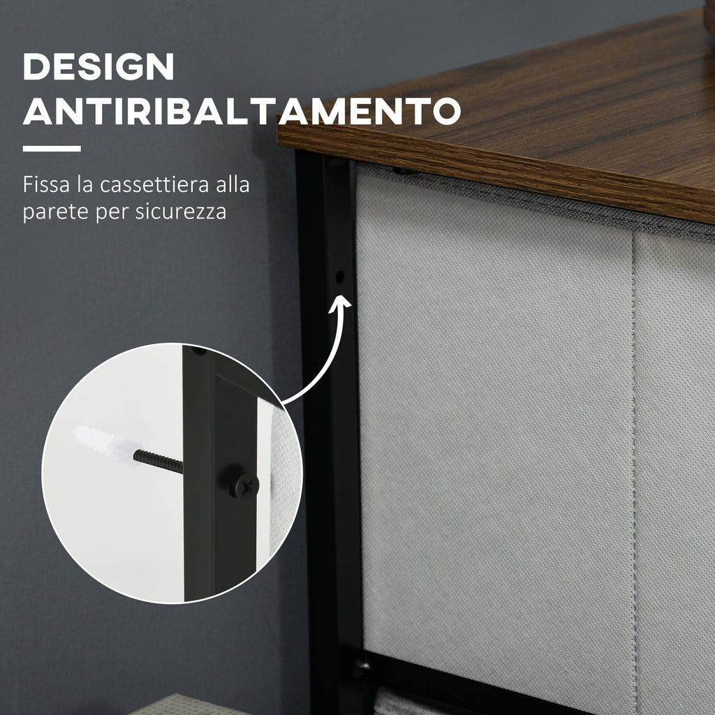 drawer 8 drawers in removable fabric, in wood and industrial style steel, 45x30x116cm - Borgè