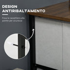 drawer 8 drawers in removable fabric, in wood and industrial style steel, 45x30x116cm - Borgè