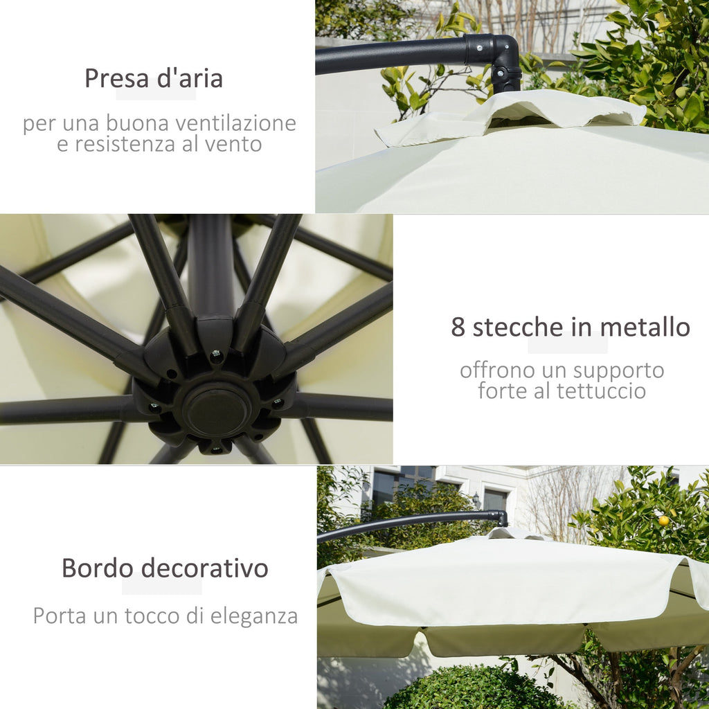 Garden Umbrella with Metal and Polyester Arm and Crank Opening, Ø2.7x2.7 m, Beige - Borge' Group Limited