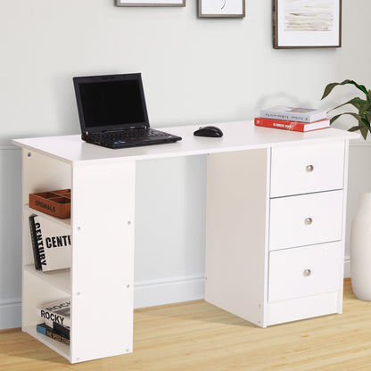 desk with drawers and storage shelves, white, 120x49x72cm